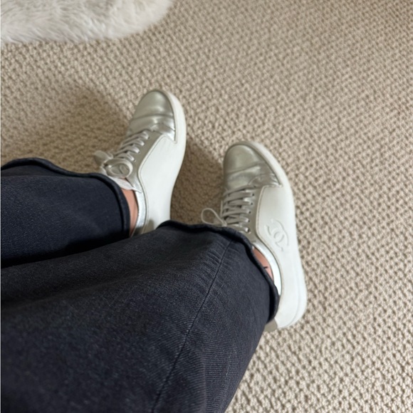 Chanel Metallic Silver Sneakers for Women - Picture 2 of 11